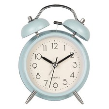 Wecker CLOCK hellblau aus Metall Analogwecker Retro Klassiker H17cm Landhausstil