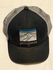 Patagonia Fitz Roy Horizons Youth Trucker Hat Black Mesh Snapback P-6 Logo