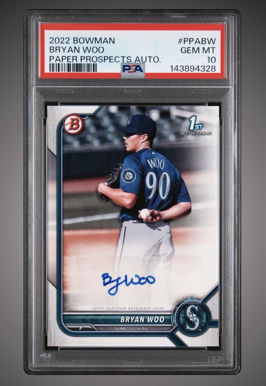 2022 Bowman Paper Bryan Woo 1st Rookie Auto PSA 10 GEM Mariners QTY