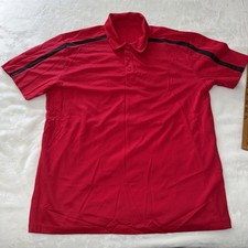 Men  s XL Port Authority Silk Touch Performance Colorblock Stripe Polo Red Black