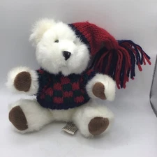 HugFun Plush Bear 6" White With Knit Sweater And Hat
