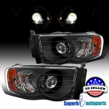 Fits 2002-2005 Ram 1500 Ram 2003-2005 2500 3500 Black Projector Headlights
