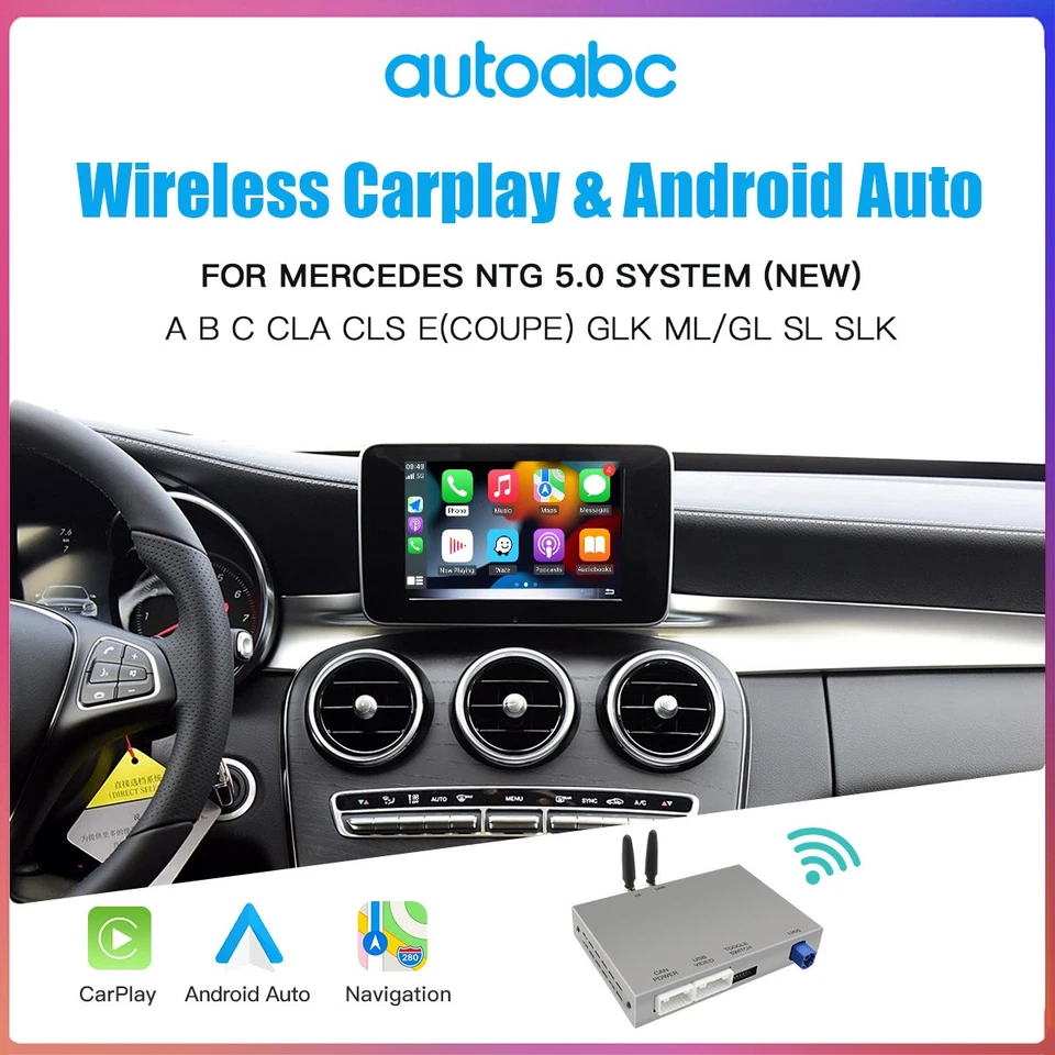 For Mercedes-Benz NTG5.0/5.1/5.2 Wireless CarPlay Android Auto Decoder Retrofit - Image 2 of 4