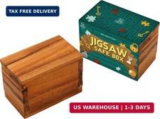 BSIRI Jigsaw Safe Box- Secret Brain Teaser Wooden Puzzle Boxes with Hidden Compa