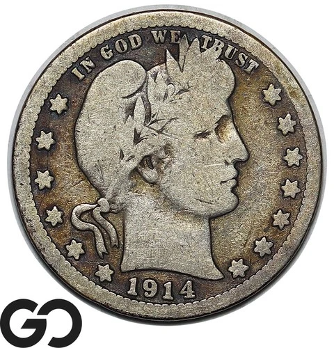1914-S Barber Quarter, Better Date San Francisco Issue