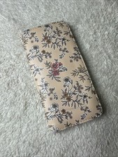 Floral Zip Wallet Beige Pink Flower Print
