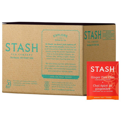 Stash Tea Ginger Fire Chai Herbal Tea Caffeinated, Non-GMO, 100 Count