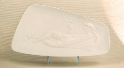 Rosenthal Wiinblad ''Magic Flute'' Porcelain Platter White Embossed 1969 Germany