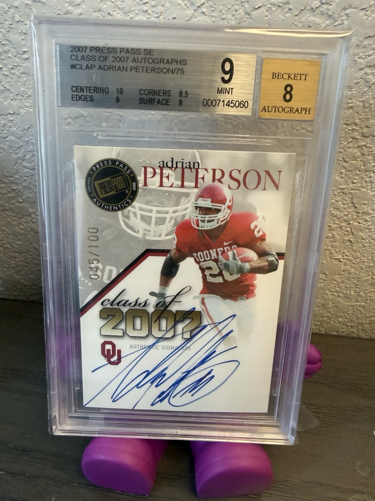 Adrian Peterson Press Pass Se Class of 2007 Autograph #CLAP Base
