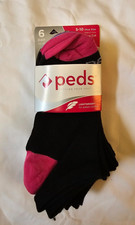 Peds Women's Low Cut Lightweight Socks Black 6 Pair Shoe Size 5-10 NEW