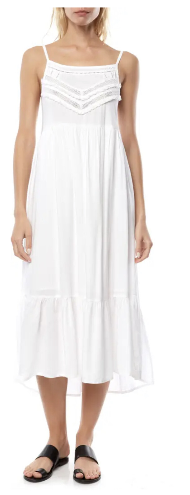 O'Neill Womens NWT Lexi Lace Up Ruffle Midi Dress White Large
