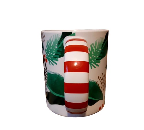 2019 Starbucks Christmas Holiday Holly Candy Cane Striped Handle Coffee Mug 12oz - Picture 3 of 5