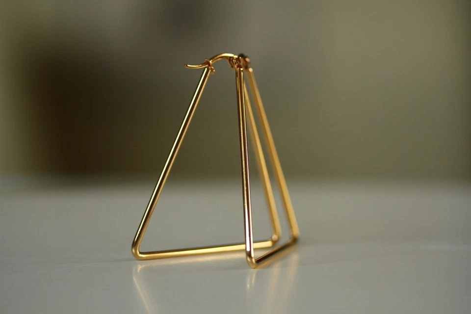 Ohrringe Triangel Creolen Edelstahl XXL große StatementOhrringe Geschenk Frau - Bild 3 von 4