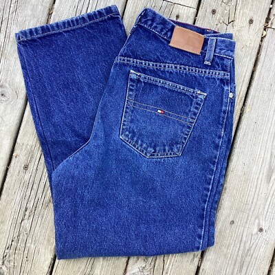 Vintage Tommy Hilfiger Mom Jeans Womens 14 High Waist Straight Leg Small Flag