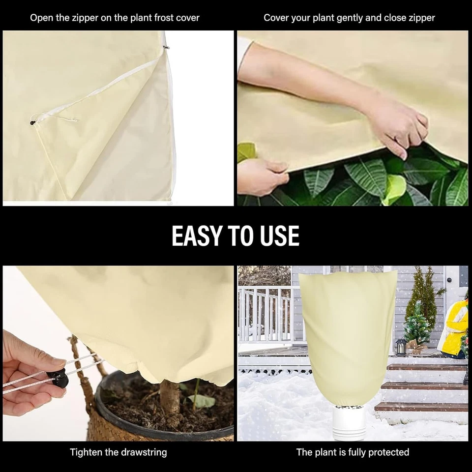 47X71 in Fundas para Plantas con Cremallera Freeze con Cordón para Protección contra Heladas de Invierno Foto 4 de 4