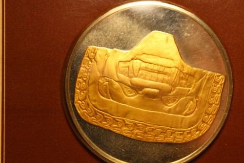 Frankling Mint Silver 925 GP COIN 1977 El Museo Del Oro "MASCARA DE INZA" - Picture 4 of 13
