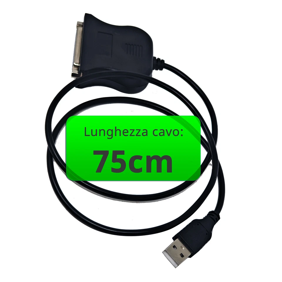 Cavo cavetto adattatore stampante scanner LPT LPT1 parallela 25 PIN USB 75cm - Immagine 2 di 4