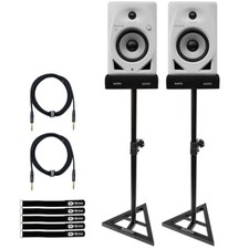 Pioneer DJ DM-50D-BT-W 5" White Bluetooth Studio Monitor Speakers w Stands