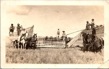 RPPC  Men Horse Pulled McCormick Farming Equipment Tractor Hay Wheat Field