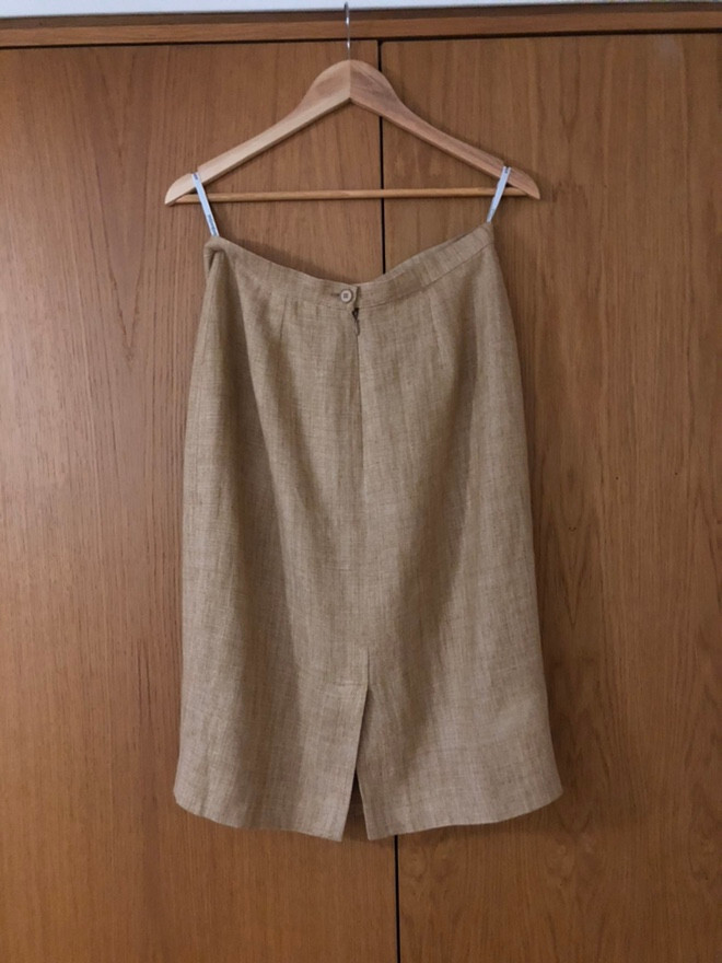 GONNA E GIACCA VINTAGE YVES SAINT LAURENT LINO BEIGE SU MISURA US 10 UK 14