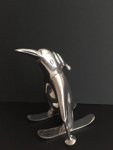 Mid Century Modern (MCM) Aluminum "PENQUIN ON SKIS" Statue - Picture 3 of 9