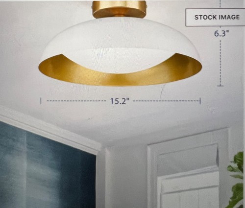 kudos flush mount light fixture, 16” LED White and gold finish - Picture 5 of 5