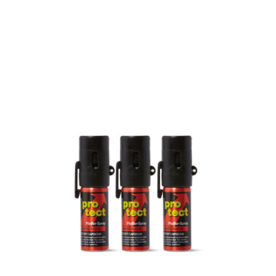 3x Pfefferspray Protect Breitstrahl 15 ml mit Clip zur Tierabwehr - Abwehrspray