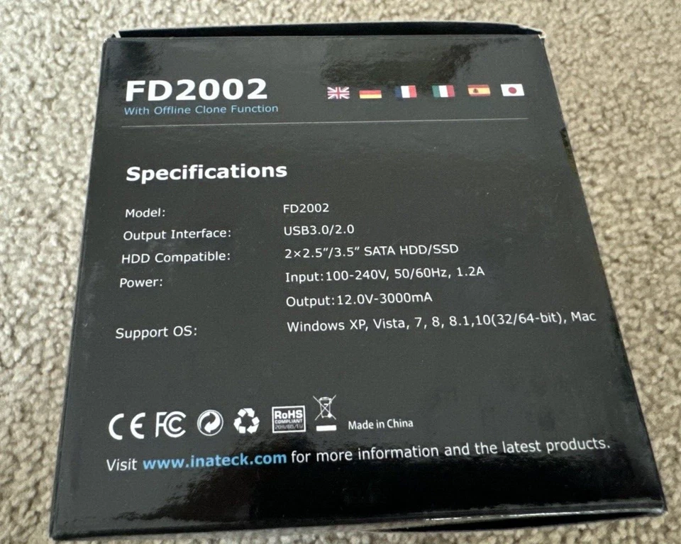 INATECK FD2002 USB TO SATA DUAL BAY USB 3.0 HARD DRIVE DOCKING STATION - Image 2 of 4