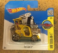 Hot Wheels ~ TEE'D OFF 2 ~ Yellow Cart Golf Tee ~ 2015 HW Tool-In-One Short Card