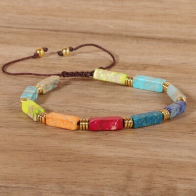 Natural Jasper Tibetan Bead 7 Chakra Shamballa Healing Reiki Women Men Bracelet