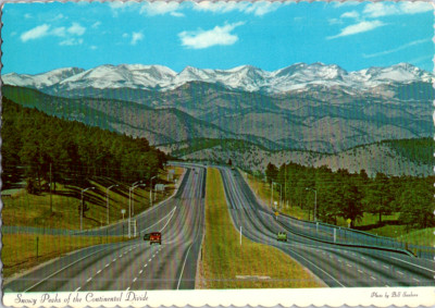 Vintage Postcard Denver Colorado Snowy Continental Divide Near Genesee