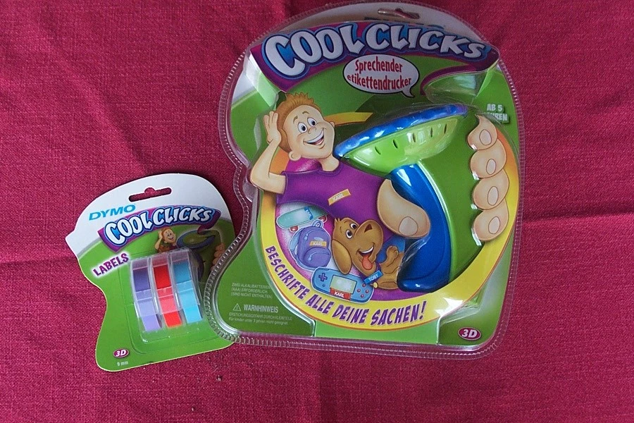 Dymo Cool Clicks, sprechender Etikettendrucker+3 Rollen Ersatz Labels