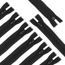 30Pcs 7.5" Nylon Coil Zippers, 3 Closed End Jacket Zippers, Black