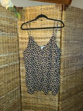 Pleione Summer Top SZ 1X NWT Double Layer Double Spaghetti Strap Ruffle Hem