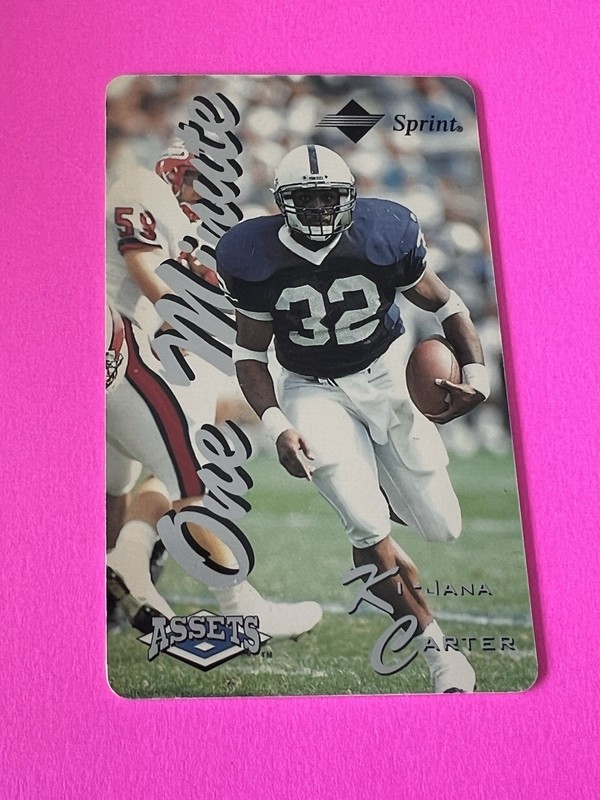 Ki-Jana Carter NFL Football Phone Card Penn State Running Back  vintage R A R E