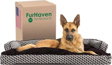 Furhaven Pillow Dog Bed for Large Dogs W/ Removable Bolsters & Washable Cover .