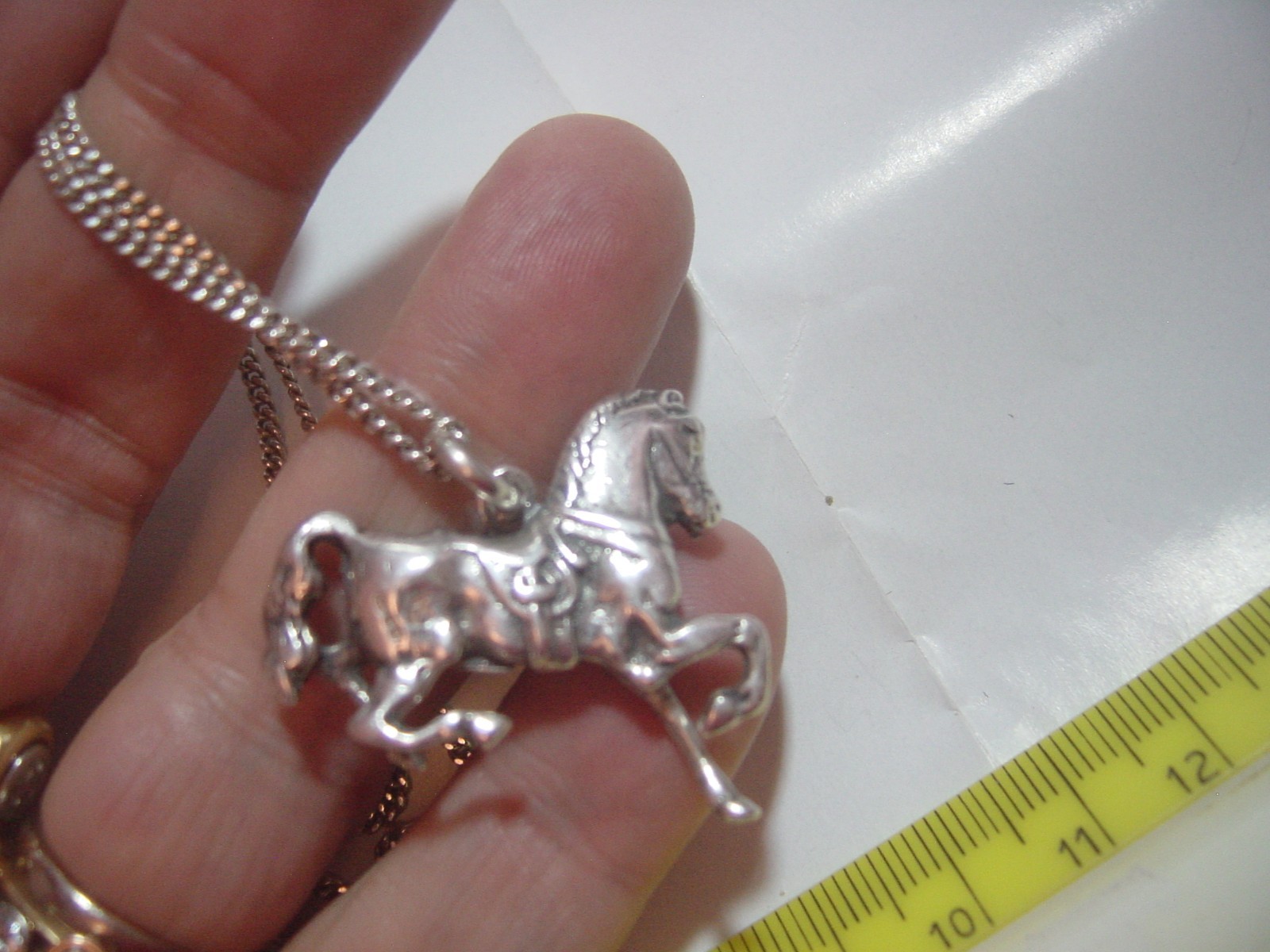 VINTAGE Solid Silver beautiful large prancing hor… - image 9