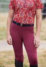 Kerrits Kids Ice Fill Full Seat Tech Equestrian Riding Tights sz S Sangria NWT