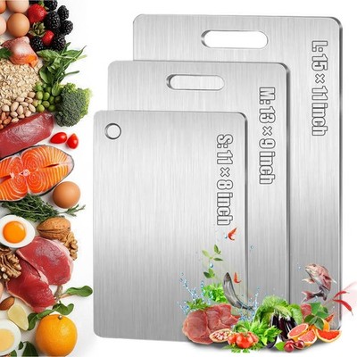 Titanium Cutting Board Set of 3 for Kitchen, 100% Pure Titanium Double-Sided Foo