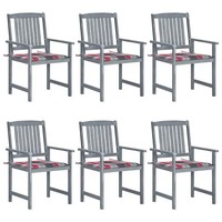 GartenstüHle Mit Kissen 6 StüCk Massivholz Akazie Grau Terrasse Balkon