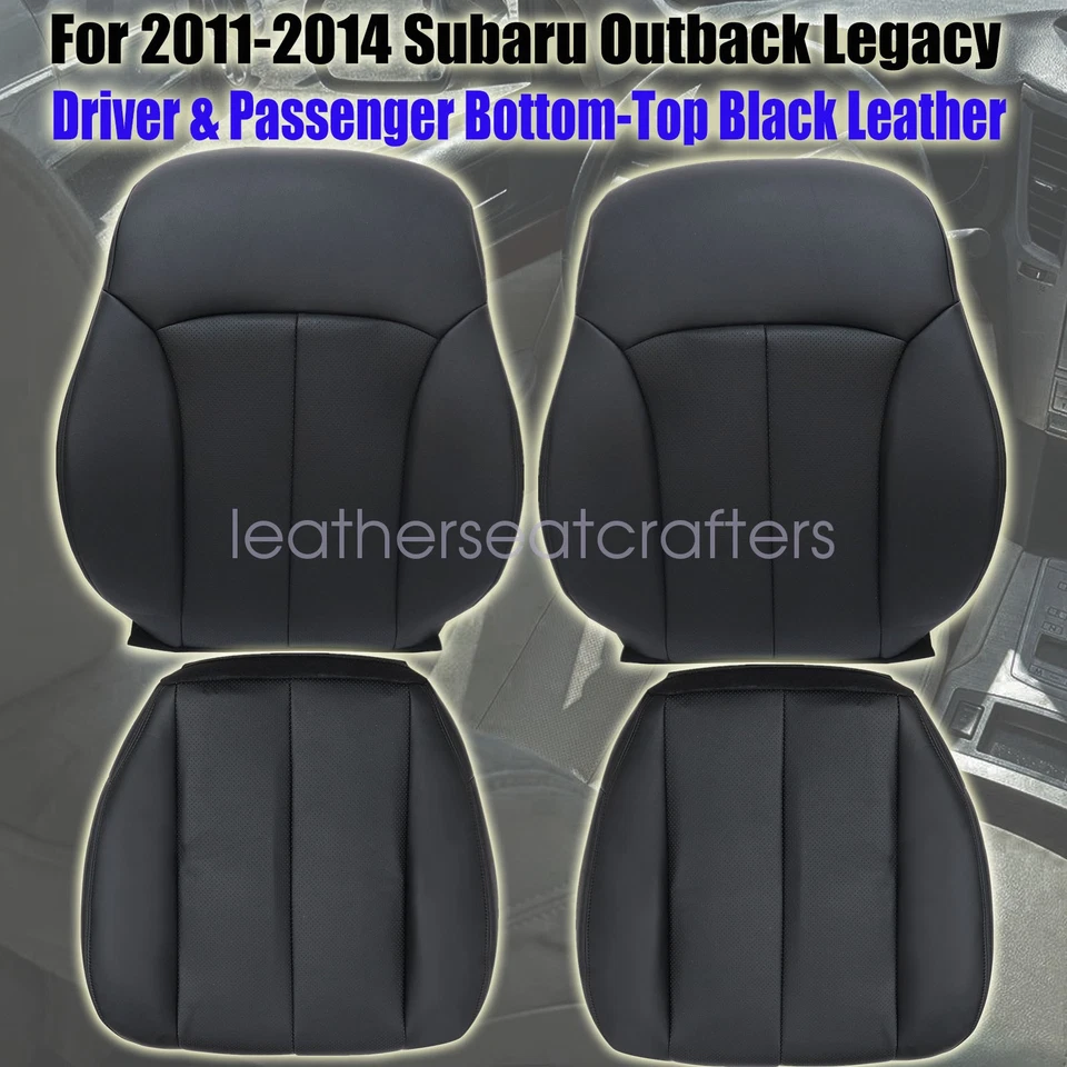 Driver+Passenger Bottom & Top Seat Cover Black For 10-14 Subaru Outback Legacy Foto 3 de 4