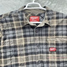 Milwaukee Shirt Mens Large Plaid Gridiron Heavyweight Cotton Work Flannel thick