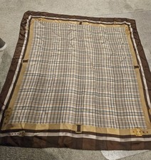Vintage pure silk ECHO scarf in brown plad made in Italy