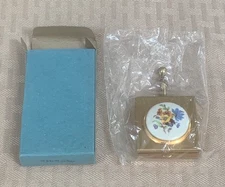 VTG & NOS- Mini Silent Butler in Factory Box, Brass with ceramic floral cabochon