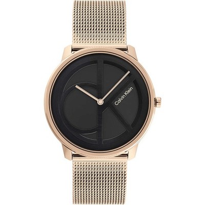 Herrenuhr CK CALVIN KLEIN ICONIC 25200029 Edelstahl Mesh Gold Rose Schwarz