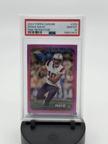 2024 Topps Chrome - Rookies Drake Maye #203 Pink Refractor (RC) PSA 10