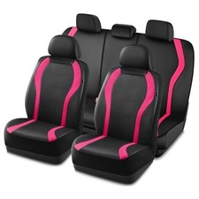 Leather Car Seat Covers Premium Automotive Full Set Front Rear Hotpink Leather Car Seat Covers Premium Automotive Full Set Front Rear Hotpink