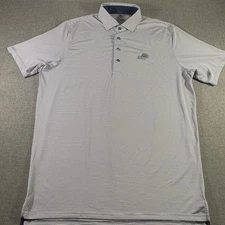 Greyson Polo Shirt Mens XL Blue White Stripe Pine Needles Golf Performance Peru