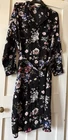 NWOT New Look Black Floral Crepe Belted Shirt Dress UK26 L48"