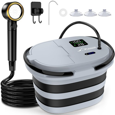 #ad Portable Shower for Camping with 20L Bucket 13000mAh Intelligent LED Display $79.99
